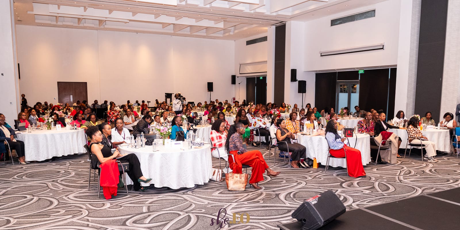 Audience and stage at the SHE-EO Summit
