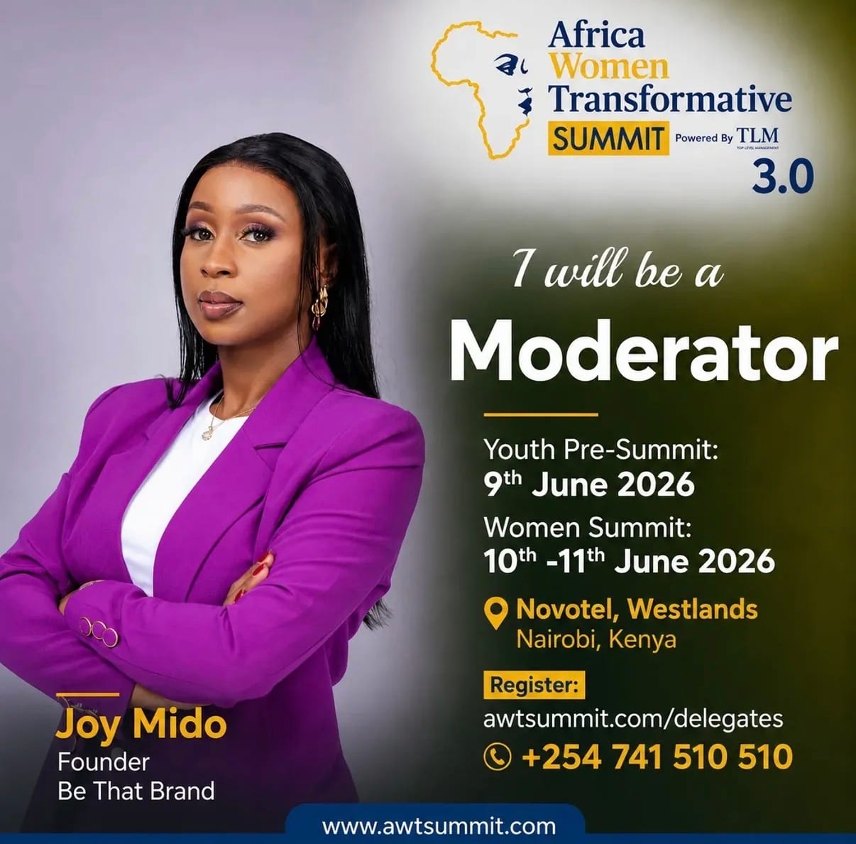 Joy Mido Africa Women Transformative Summit moderator poster